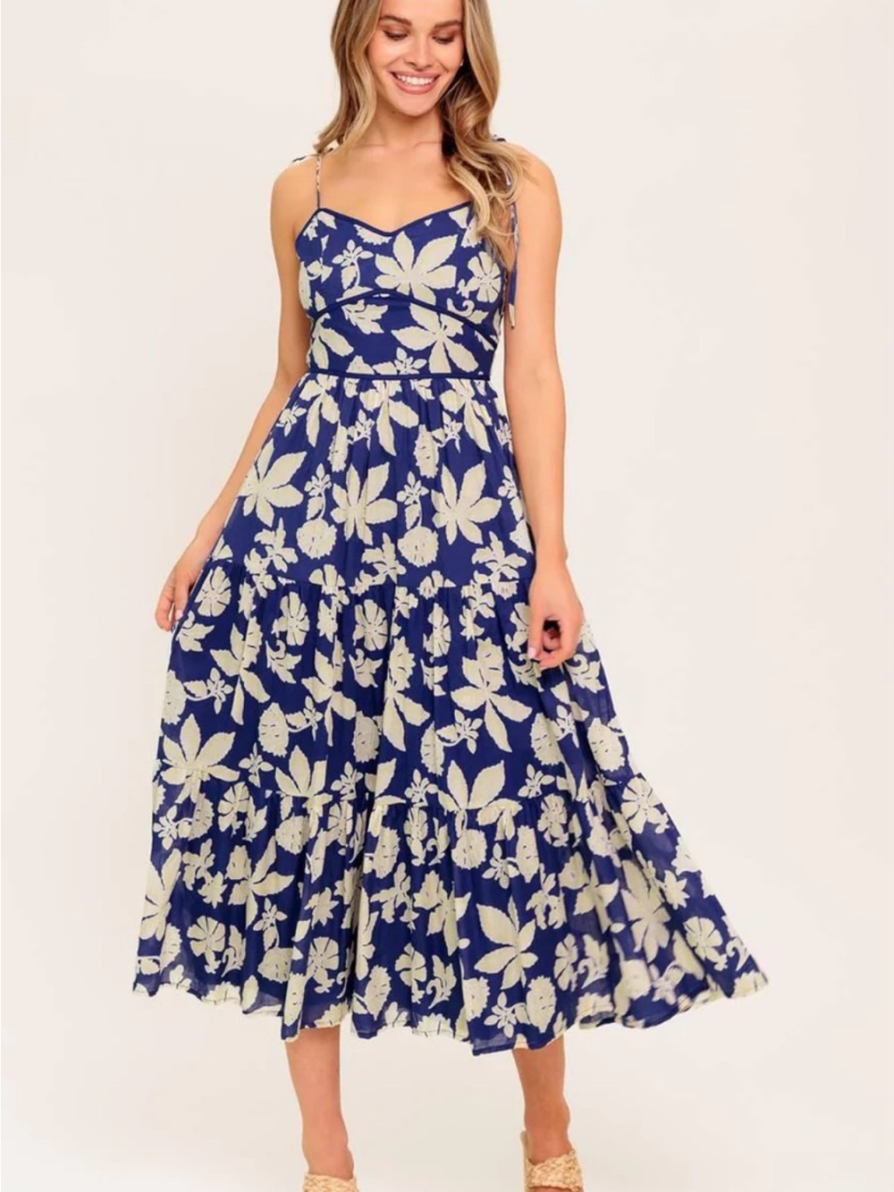 Flying Tomato Navy Maxi Dress with Cream Floral Print